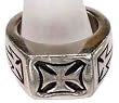 Powerful Big Iron Cross Maltese Axe Pewter Ring