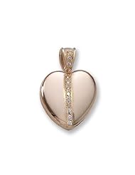 Solid 14k Premium Weight Yellow Gold Heart with Diamonds Picture Locket 1 Inch x 1 Inch 14K Yellow Gold