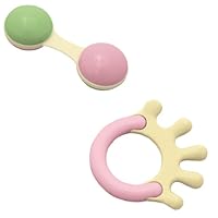 green sprouts Cornstarch Dumbbell Rattle and Cornstarch Hand Teether, 3 Months, Girl