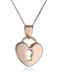 14k Gold Heart Lock Pendant Necklace, 18"
