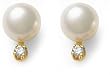 14k Yellow Gold Freshwater Cultured Pearl 7.0-7.5mm Earrings w/ Diamond (.10ctw)