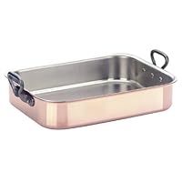 Mauviel M'Heritage 2.5 mm 14-by-10-Inch Rectangular Roasting Pan with 7-Quart Capacity and Cast-Iron Handles