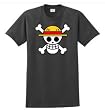 One Piece Straw Hat Pirates Luffy Jolly Roger Charcoal T-shirt