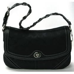 Coach Chelsea Signature Large Flap Shoulder Bag Tote 11014 Black