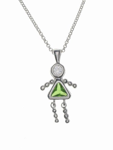 Sterling Silver Girl August Birthstone Necklace with Rolo Chain