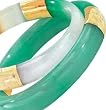 14k Gold & Carved Green Jade Bracelet- 13mm wide