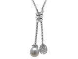 0.71 cts Pearls Necklace - 18kt White Gold FREE GIFT BAG!