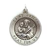 St. Joseph Sterling Silver Medal Pendant 18" Steel Necklace Chain