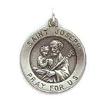 St. Joseph Sterling Silver Medal Pendant 18" Steel Necklace Chain