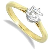 Jewelco London 18 Carat Solid Gold Half Carat Fine Diamond 8 Claw Crown Solitaire Ring Size L