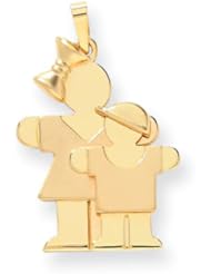 14k Big Girl & Little Boy Engravable Charm