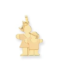 14k Yellow Gold Big Girl & Little Boy Engravable Charm