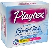 Playtex Gentle Glide Tampons, Unscented, Multipack of 18 Regular and 18 Super Absorbency Tampons, 36-Count Boxes (Pack of 2)