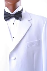 Men's Single Breasted Three Button White Tuxedo Flex-Fit Waist