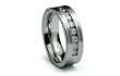 Stainless Steel Ring Satin High Polish with Multi CZ