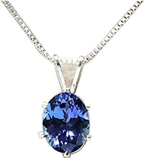 1.40 Ct AAA Oval Tanzanite .925 Sterling Silver Pendant with 18" Silver Chain