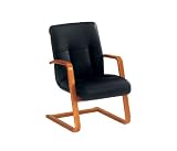 Belmont Black Leather Guest Chair Black Leather/Executive Cherry Frame
