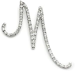 Love Letter M Initial Pendant Necklace in 14k White Gold and Diamonds
