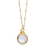 Moonstone Round Necklace in 24 Karat Gold