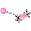 Pink Gem Surgical Steel SPINNER Barbell Tongue Ring