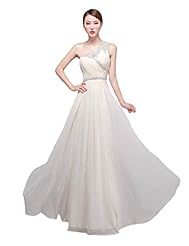 Floor Length Sheath Beaded Sequined Chiffon One Shoulder Prom Dress 