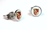 Image of The Stainless Steel Jewellery Shop - 7mm Porsche Logo Studs (pair) - Includes FREE Velvet Jewellery Gift Pouch