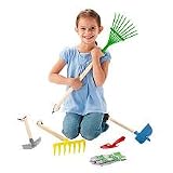 Kids 6pc Junior Size Garden Tools Gloves Rake Shovel Trowel