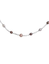 Sterling Silver Chocolate & Champagne Fw Cultured Pearl W/2in Ext. Necklace