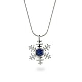 Eve's Addiction Sapphire Blue CZ Snowflake Necklace