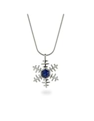 Sapphire Blue CZ Snowflake Necklace
