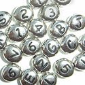 Rhodium Pewter Alphabet Beads, Letter B, 6pcs