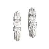 14K White Gold Diamond Cable Hinged Earrings