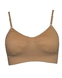 Khaki Beige Seamless Sports Bra Adjustable Strap Included Bra Cups