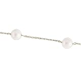 5mm Cultured White Pearl, 14Kt. Yellow Gold. Cultured White Pearl Station Necklace