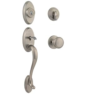 Kwikset 98001-105 Signatures Shelburne SmartKey Handleset with Juno Interior Knob, Satin... by Kwikset
