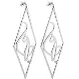 BABY PHAT Silver Tone Large Polished Cat and Rhinestone EARRINGS