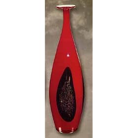 Red Tall Neck Bottle Vase Large