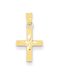 10k Yellow Gold Polished Cross Charm - Religious Jewelry