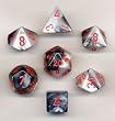 Polyhedral 7-Die Gemini Dice Set - Black-White with Red