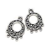 Sterling Silver Filigree Hoop Chandelier Earrings Parts 22mm