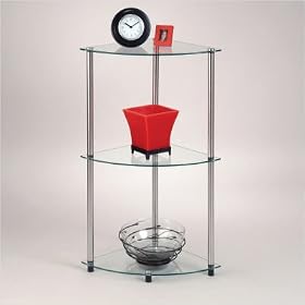 Classic Glass 3-Tier Corner Shelf by 
