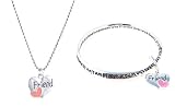 Friend Charm Necklace and Bracelet Set ~ Silver Tone Metal (FB134)