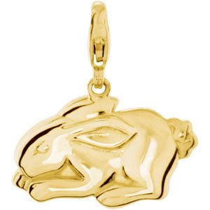 14K Yellow Gold Rabbit Charm