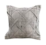 Zodax Portico 18-inch Square Woven Abaca Fiber Throw Pillow, Light Gray