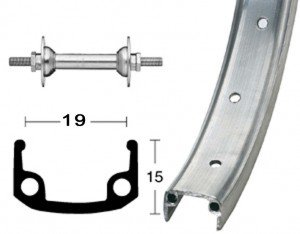 V-Rad 16 Zoll 305-19Stahl.siib.Starr 20LAlu-Kastenfelge silb./matt.Zinkspeichen