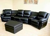 Black Home Theater 4 Seat Curved 7 Pc Set