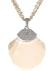 Bonded Sterling Silver and 14k Gold Swarovski Crystal Elements Shell Pendant Necklace