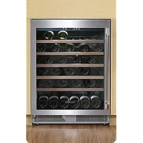 Dacor Epicure EF24LWCZ1SS 24" Wine Cellar with 5 Pull-Out Wine Racks, 53+ Bottles Capacity, Carbon Air Filter, Electronic Controls and Digital Temperature Display: Left-Swing