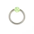 STAINLESS STEEL HOOPS WITH BALL LIGHT GREEN WITH GLITTER Gauge: 16, Ball Size: 3mm, Length: 6mm Sold as a Pair