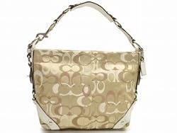 Authentic Coach Optic Signature Carly Hobo Medium Handbag 13980 Khaki/White